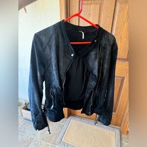Free People Black Biker Jacket LG